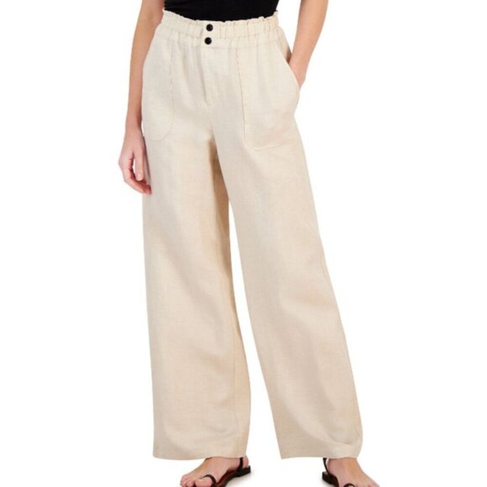 I.N.C. International Concepts Women's Metallic Wide-Leg Linen Dress Pants NWT